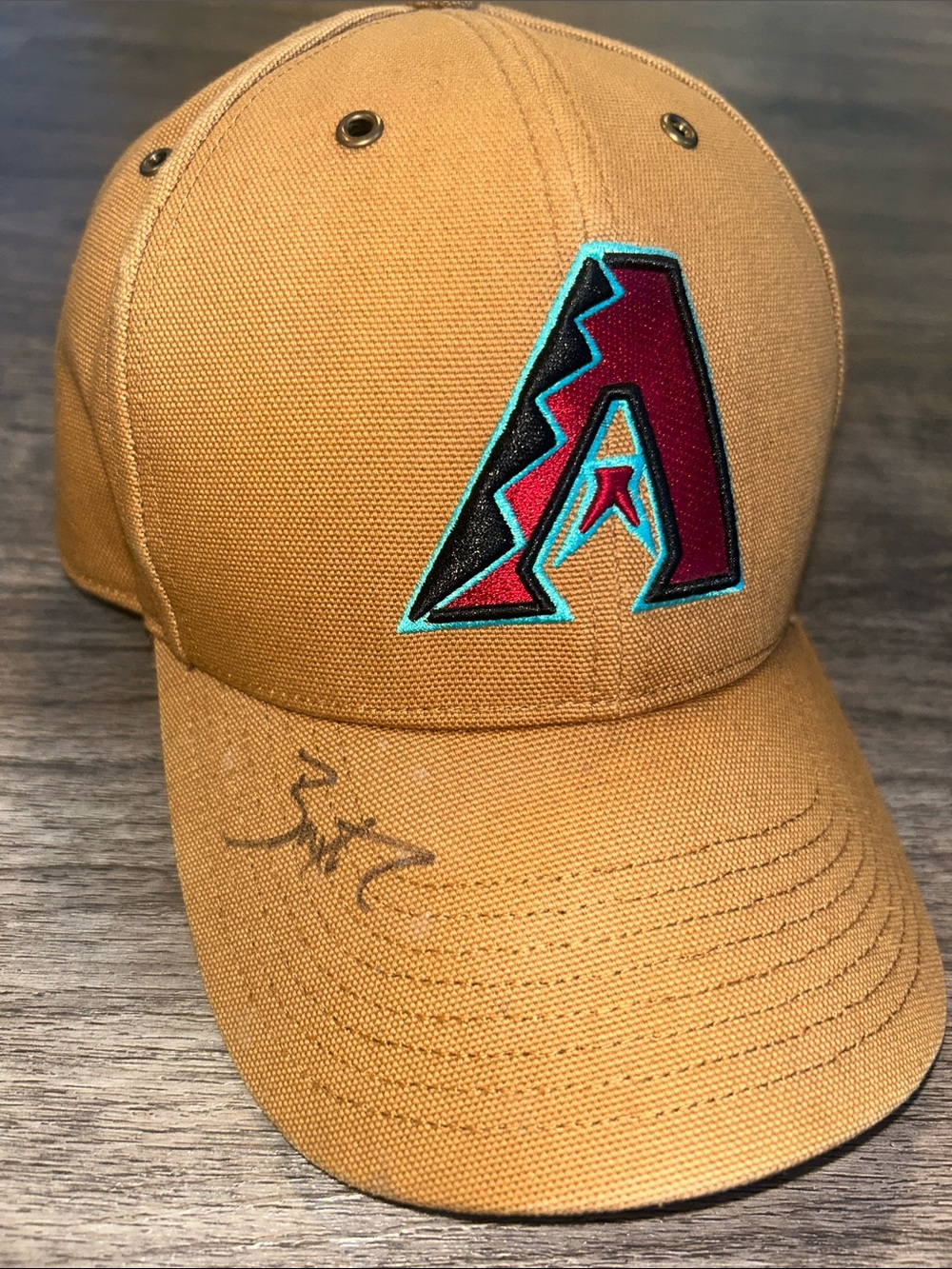 Carhartt x ’47 Arizona Diamondbacks Brown Tan Hat Cap OSFA Baxter Mascot Signed